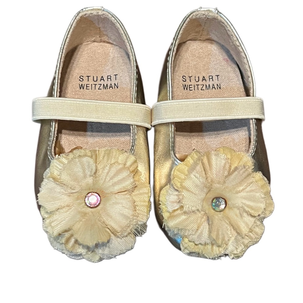 Stuart Weitzman Infant Girls Metallic Gold Ballet Slippers Sz 3